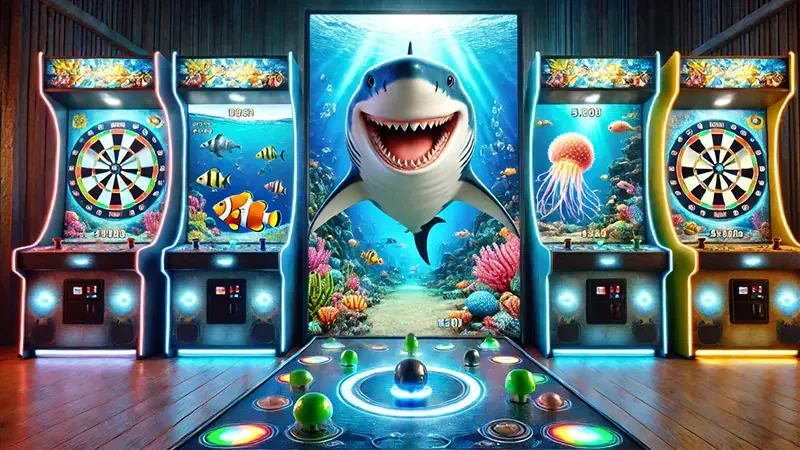 Visual permainan tembak ikan mobile dengan suasana laut yang dinamis